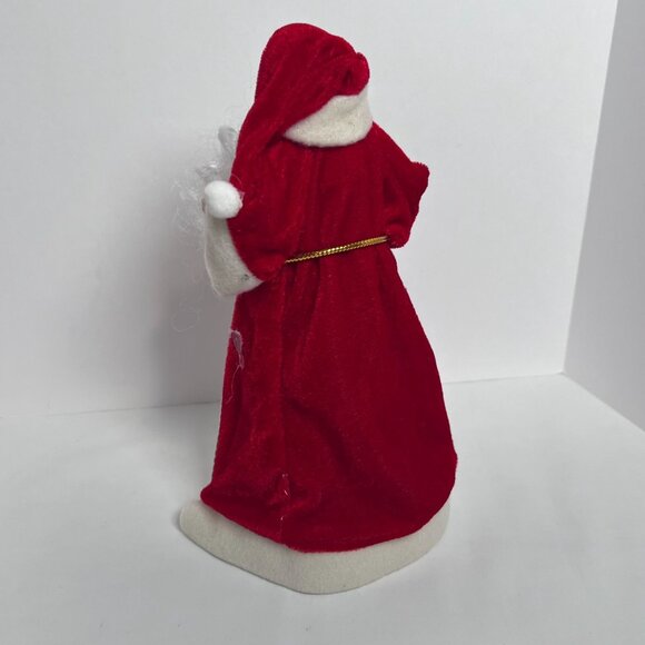 Vintage Christmas Santa Claus Tree Topper 9" Red Velvet Robe Saint Nick Holiday - Picture 4 of 8